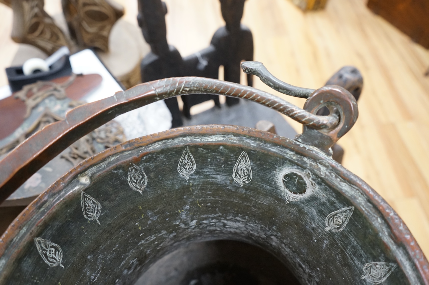 A large Indian copper water pot, 38cm high